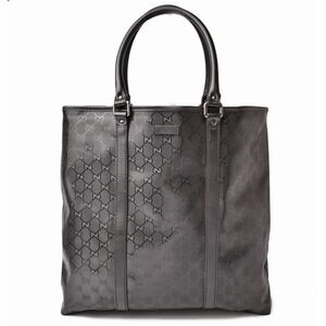Gucci GG Imprime Leather Tote Bag Handbag Black